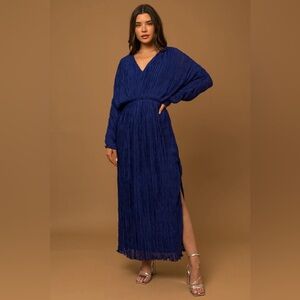 GILLI
Plisse Side Slit Ruffle Hem Open Back Maxi Dress